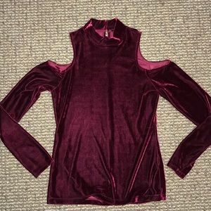 Velvet Long sleeve with off the shoulder (kinda)